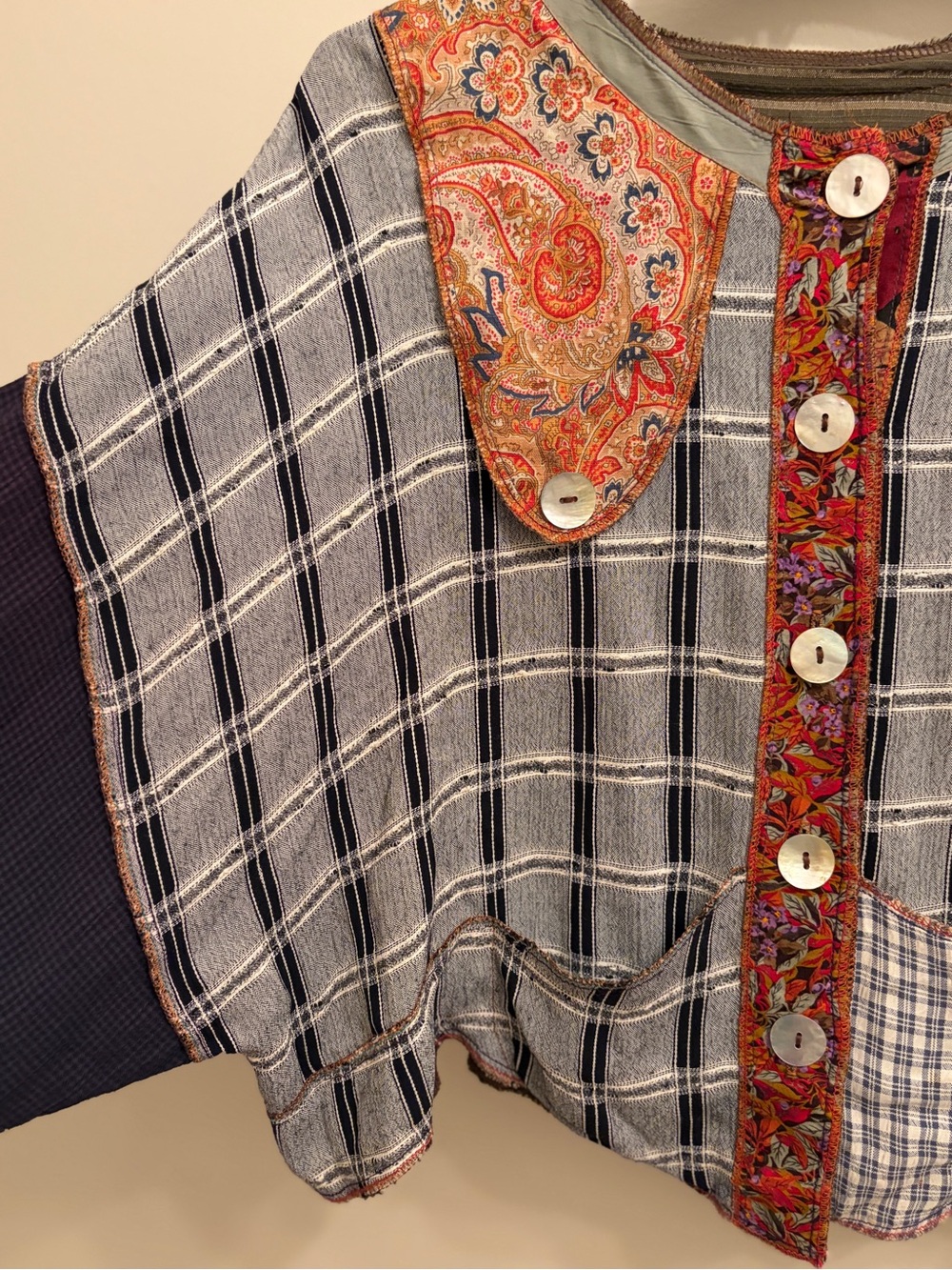 Nothing Matches | Patchwork Button Top- Multicolor - Picture 3 of 10